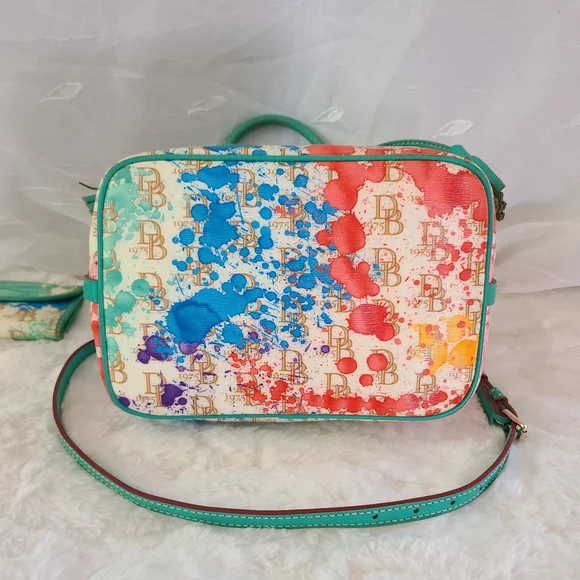 Dooney & Bourke 1975 Signature Paint Splatter Drawstring Bag & Matching Wallet - Picture 7 of 16